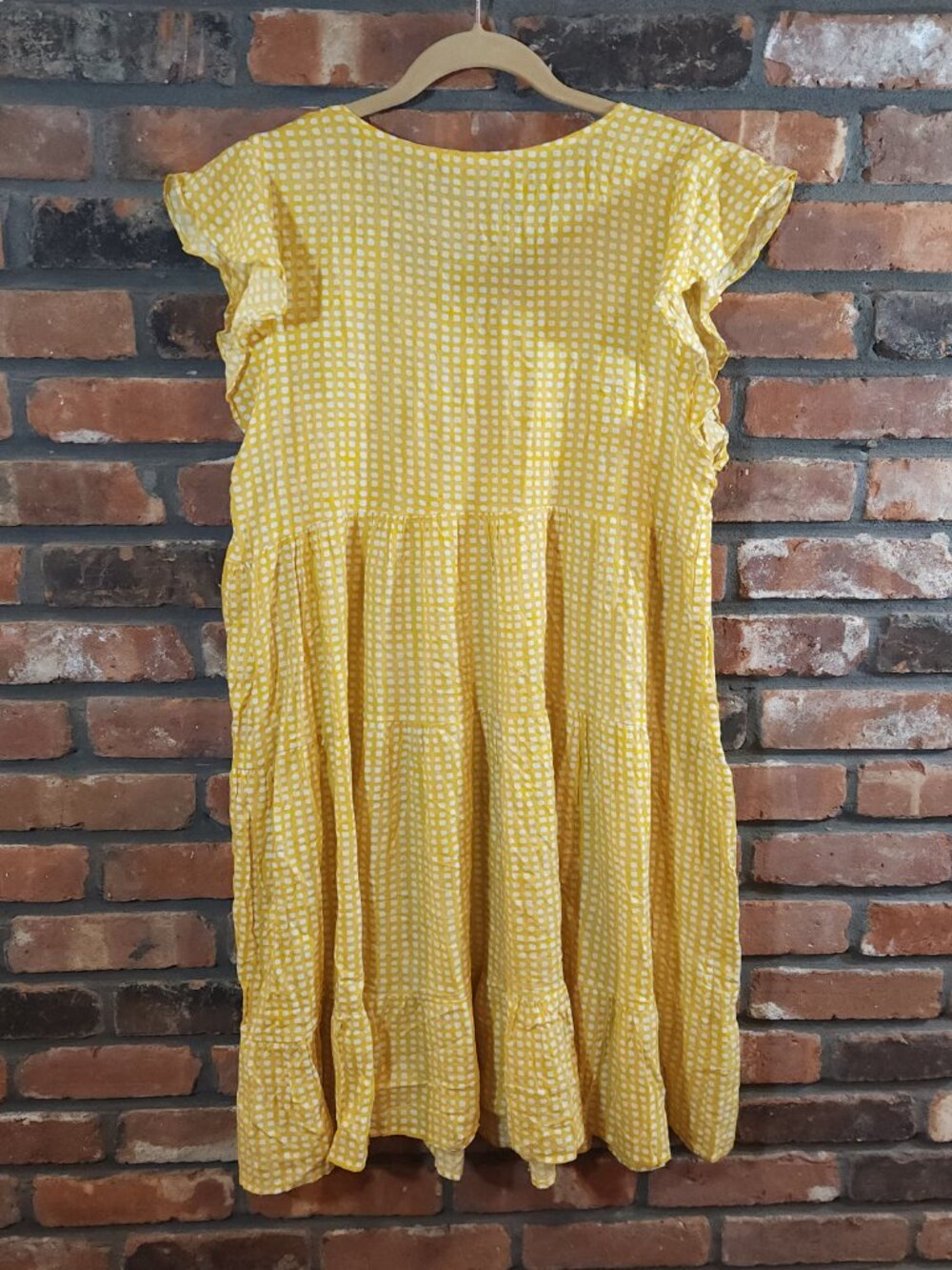 Ces Femme V-neck Flutter Sleeve Tiered Ruffle Hem Tent Dress Summer Women's L - Picture 5 of 7